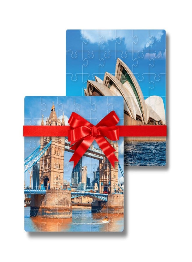 Mittimate 2 in 1 Cardboard 36 Pieces Jigsaw Puzzle Combo for Kids Age 4 to 6 Year I World Monuments Picture Opera House & London Bridge I Birthday Gift for Children - Image 1